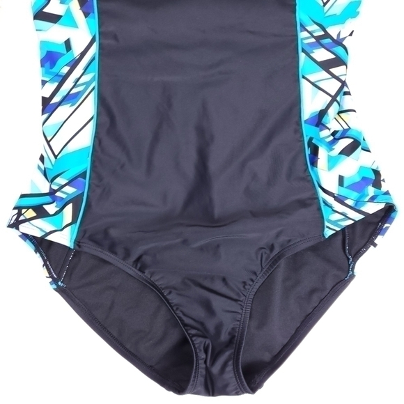 NEW Catalina Black Multicolored 1 Pc Swimsuit Size  12 / 14 - Picture 4 of 13